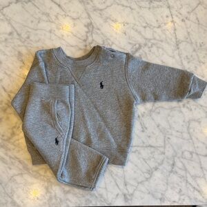 Ralph Lauren Kids Heather Gray Sweatshirt & Joggers Set with Navy Pony
